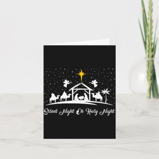 Silent Night Holy Night Nativity Scene Christian C Kaart (Voorkant)