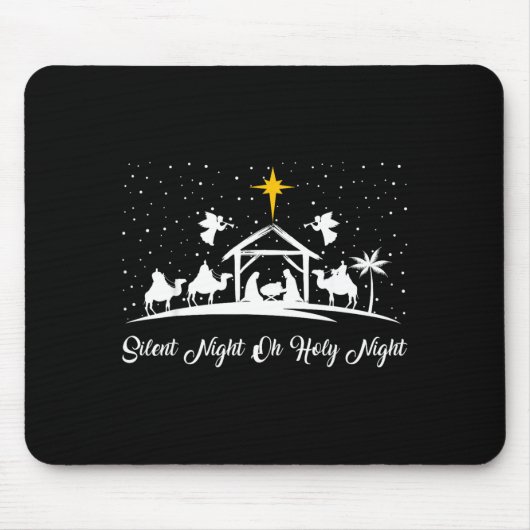 Silent Night Holy Night Nativity Scene Christian C Muismat (Voorkant)