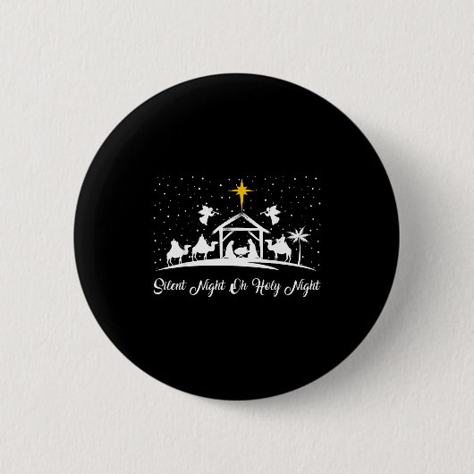 Silent Night Holy Night Nativity Scene Christian C Ronde Button 5,7 Cm (Voorkant)