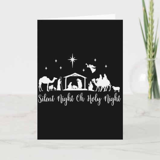Silent Night Holy Night Nativity Scene Religious C Kaart (Voorkant)