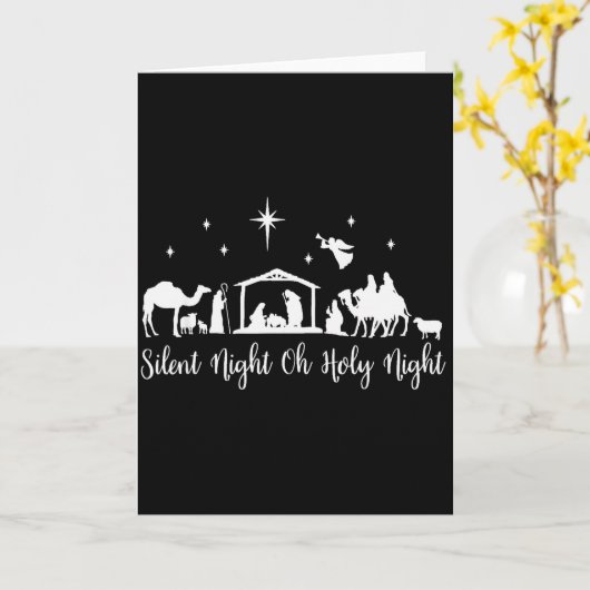 Silent Night Holy Night Nativity Scene Religious C Kaart (Gele Bloem)