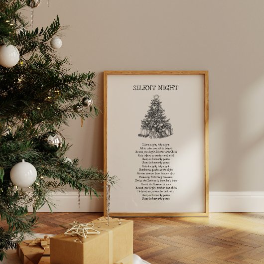 Silent Night Hymn Songtekst Muurprint Poster
