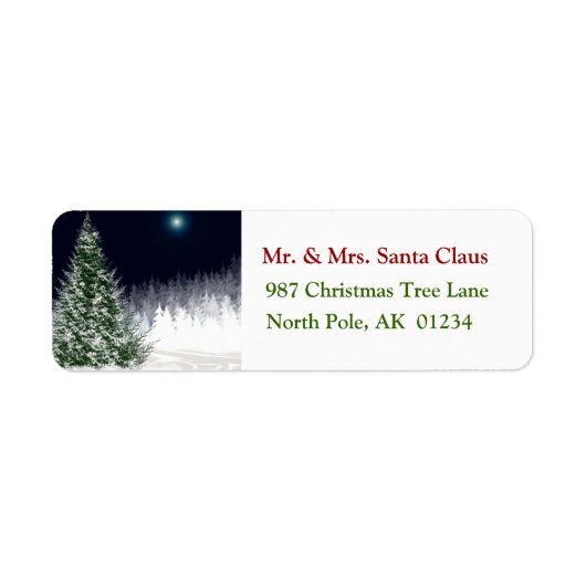 Silent Night Kerstmis Tree Return Address Label (Voorkant)
