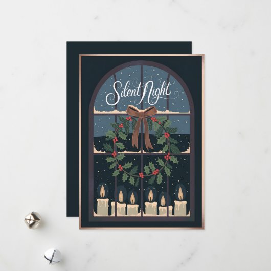 Silent Night Kerstmis vakantie Kaart (Voorkant / Achterkant in situ)
