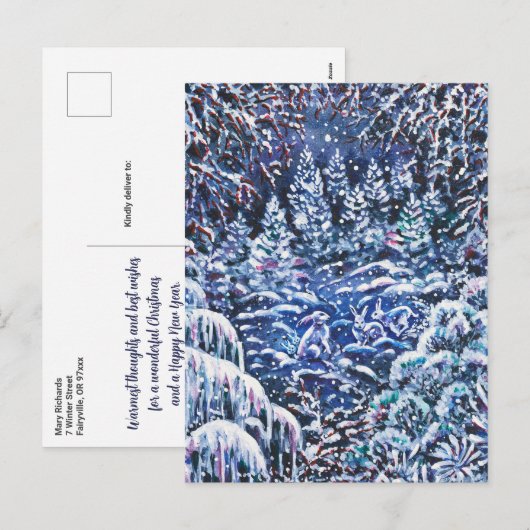 Silent Night Kerstmis Waterverf Briefkaart (Voorkant / Achterkant)