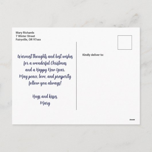 Silent Night Kerstmis Waterverf Briefkaart (Achterkant)