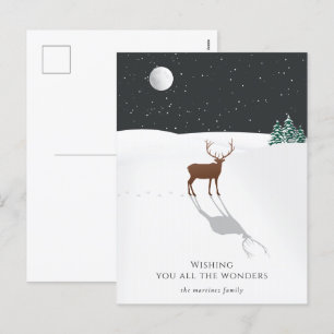 Silent Night-kerstwonderdoeken Deer Stars Moon Feestdagenkaart