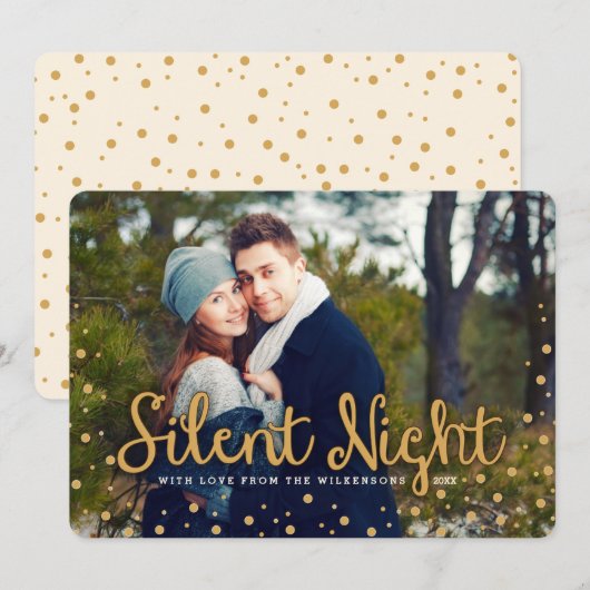 Silent Night Merry-kersttone-fotokaart Feestdagenkaart (Voorkant / Achterkant)