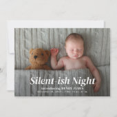 Silent Night Modern Full Photo Baby Birth Feestdagenkaart (Voorkant)