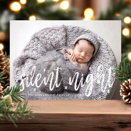 Silent Night Moderne kerstfoto Baby Feestdagenkaart