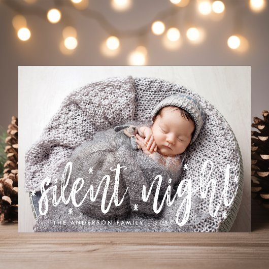 Silent Night Moderne kerstfoto Baby Feestdagenkaart