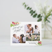 Silent night multi foto red green foliage grappig feestdagenkaart (Staand voorkant)