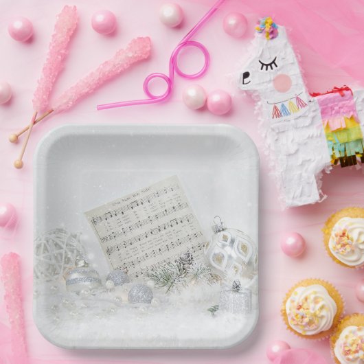 Silent Night Music in Snowflakes Papieren Bordje (Feest)