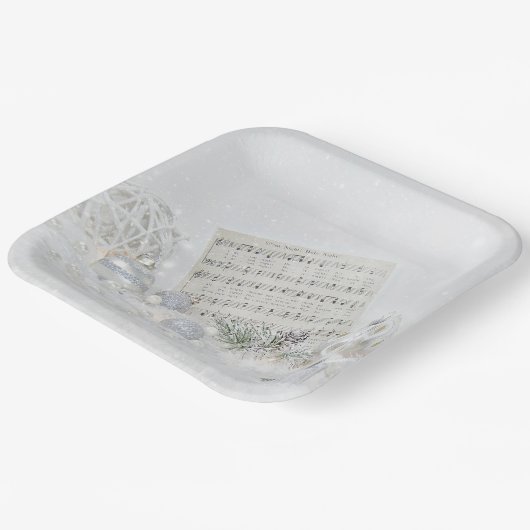 Silent Night Music in Snowflakes Papieren Bordje (Gebogen)