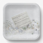 Silent Night Music in Snowflakes Papieren Bordje (Voorkant)