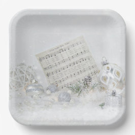 Silent Night Music in Snowflakes Papieren Bordje