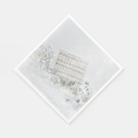 Silent Night Music in Snowflakes Servet (Hoek)