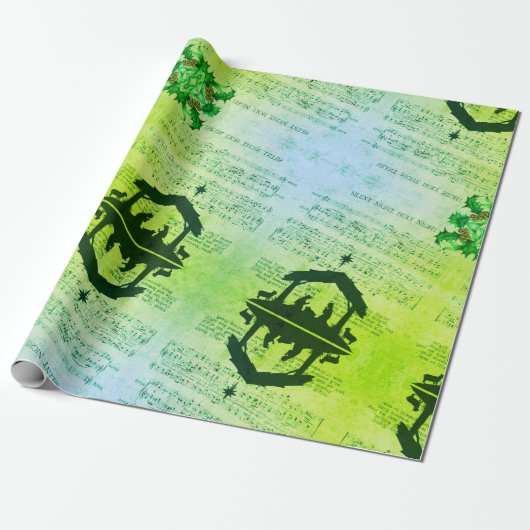 Silent Night Music-kerstinpakken papier (Uitgerold)