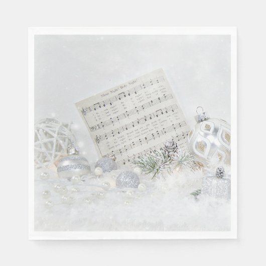 Silent Night Music met Ornaments Servet (Voorkant)