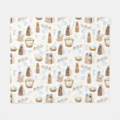 Silent Night Natitivity-kerstgebaar Fleece Deken (Voorkant (Horizontaal))