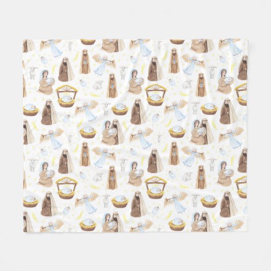 Silent Night Natitivity-kerstgebaar Fleece Deken (Voorkant (Horizontaal))