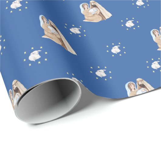 Silent Night Natitivity-kerstkappapier ze Cadeaupapier (Rol Hoek)