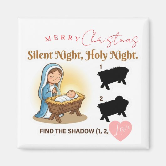 Silent Night Nativity Scene Find The Shadow Game Magneet (Voorkant)