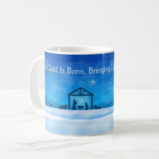 Silent Night Nativity Scene Mug Koffiemok (Voorkant links)