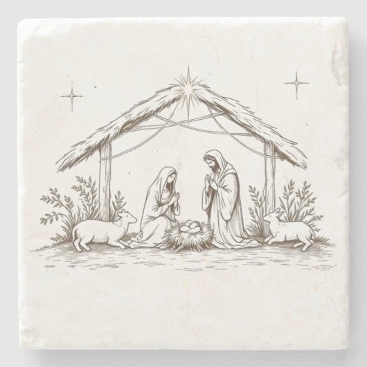 "Silent Night Nativity Stenen Onderzetter (Voorkant)