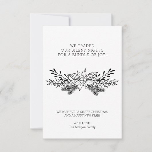 Silent Night New Baby-kerstfotokaarten Bedankkaart (Achterkant)