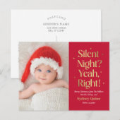 Silent Night Nieuwe Baby Funny Christmas Briefkaar Feestdagenkaart (Voorkant / Achterkant)