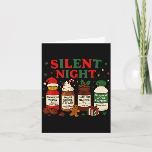 Silent Night Profol Icu Nurse Funny Christmas Medi Kaart (Voorkant)