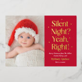 Silent Night Real Folie Vakantie Geboorte Aankondi Folie Feestdagenkaart (Voorkant)