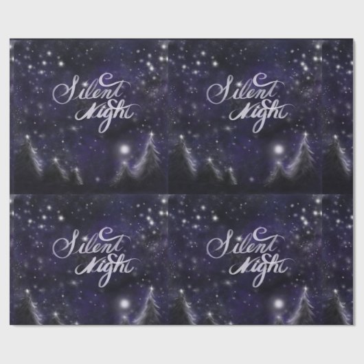Silent Night - romantic Holiday Snow scene Cadeaupapier (Vlak)