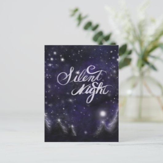 Silent Night - romantic Holiday Snow scene Feestdagenkaart (Staand voorkant)