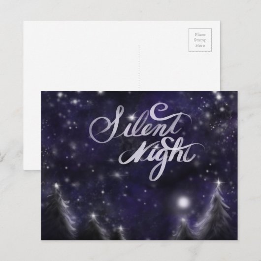 Silent Night - romantic Holiday Snow scene Feestdagenkaart (Voorkant / Achterkant)
