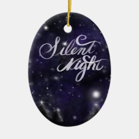 Silent Night - romantic Holiday Snow scene Keramisch Ornament (Voorkant)