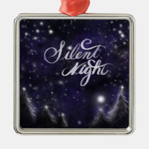 Silent Night - romantic Holiday Snow scene Metalen Ornament