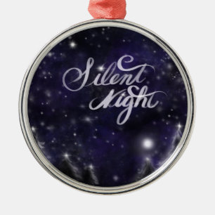 Silent Night - romantic Holiday Snow scene Metalen Ornament