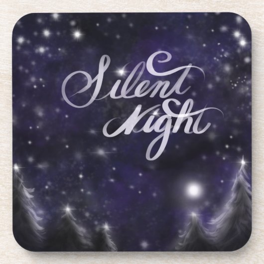 Silent Night - romantic Holiday Snow scene Onderzetter (Voorkant)