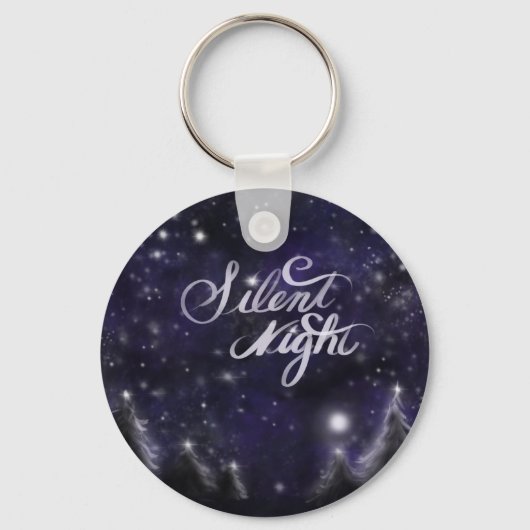 Silent Night - romantic Holiday Snow scene Sleutelhanger (Voorkant)