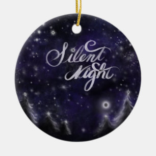 Silent Night - romantische sneeuwscène in de Vakan Keramisch Ornament