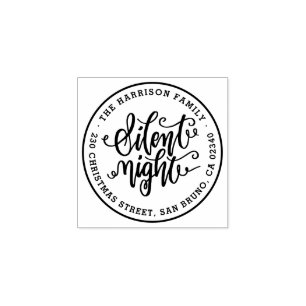 Silent Night Script Kerstmis Name Return-adres Rubberstempel