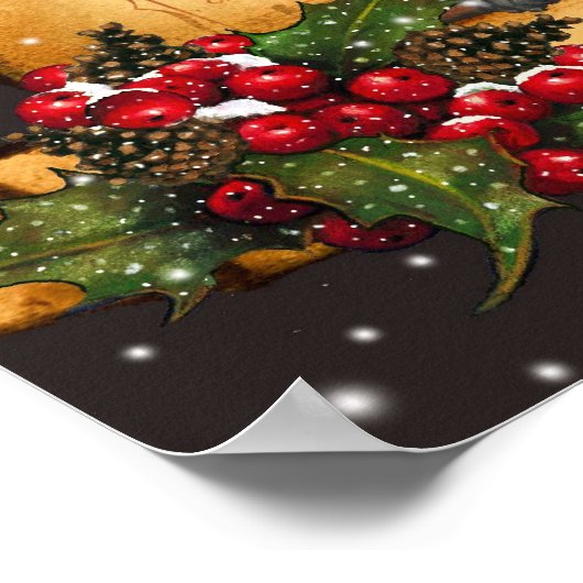 Silent Night Sheet Music, Chickadee, Snow: Art Poster (Hoek)