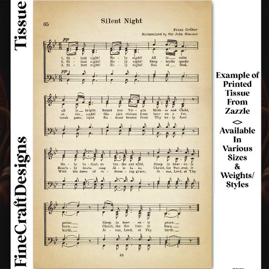 Silent Night Sheet Music DU7F Decoupage Tissuepapier