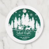 Silent night slee pines snewflake green & white bedankjes labels (Voorkant)