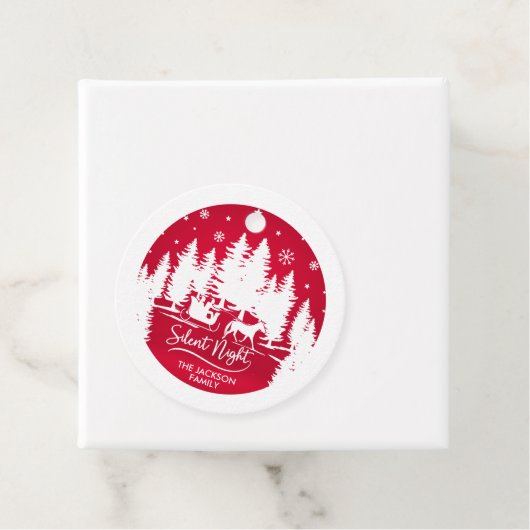 Silent night slee pines snewflake red & white bedankjes labels (In situ)