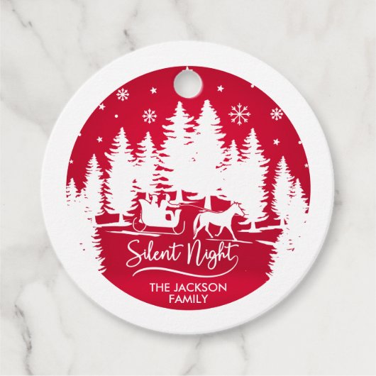 Silent night slee pines snewflake red & white bedankjes labels (Voorkant)