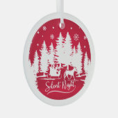 Silent night slee snewflakes pines festive red glas ornament (Voorkant Rechts)