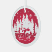 Silent night slee snewflakes pines festive red glas ornament (Voorkant links)
